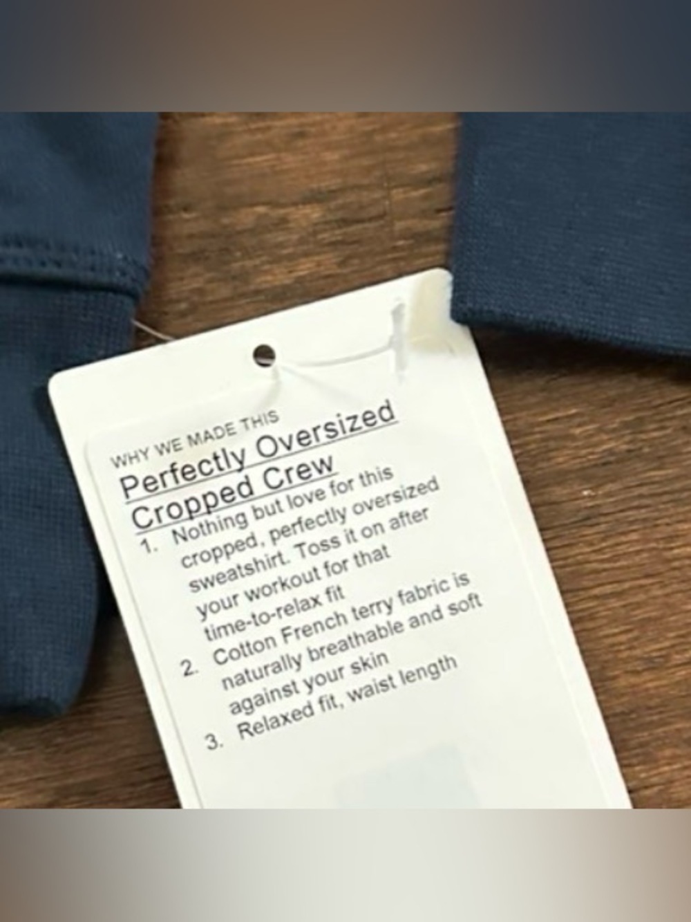 Lululemon Perfectly Oversized Cropped Crew size 6 Navy-NWT - Picture 10 of 10
